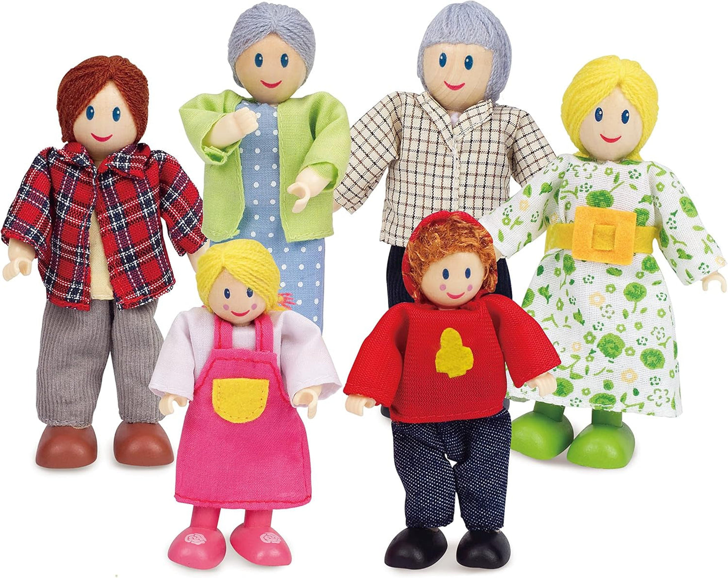 Hape Doll Family Ensemble familial de poupées primées Accessoire de maison de poupée en bois unique Jeu fantastique 6 membres de la famille de poupées Naty Shop Dolls Titre par défaut
