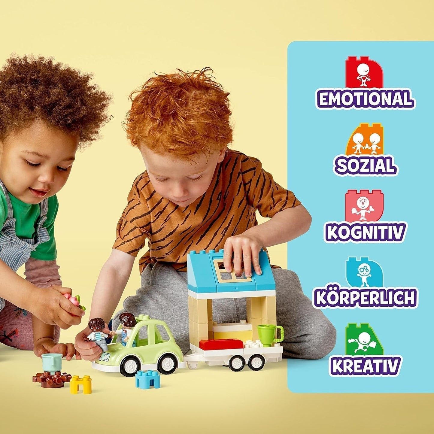 LEGO 10986 DUPLO At Home On Wheels, voiture jouet avec grandes briques, figurines et voiture jouet pour garçons et filles à partir de 2 ans, développe la motricité fine Jeux de construction Besuche den LEGO-Store