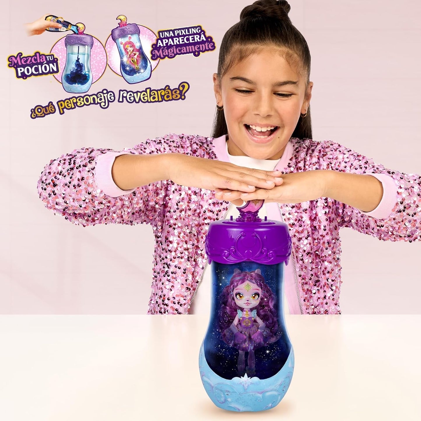 Pixlings Magical Dolls, 4 poupées assorties - 2 neuves - Poupée mode 15 cm - Potions magiques - Jouet de potions secrètes (MG101000)