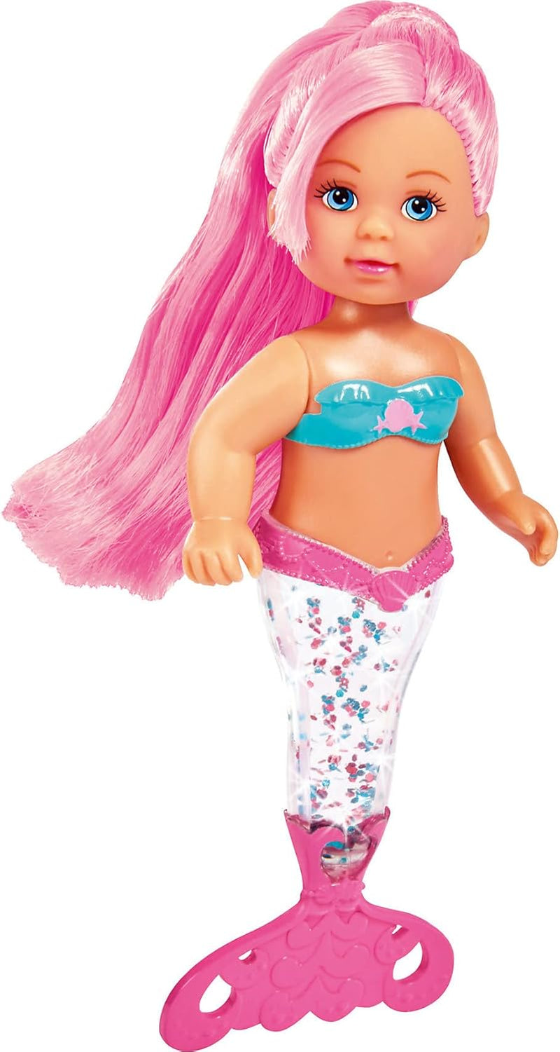Simba 105733482 - Evi Love Glitter Mermaid, poupée sirène avec une nageoire caudale qui brille lorsqu'on la secoue. Un seul article est fourni.