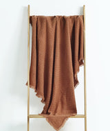 CREVENT Couverture tricotée rouille pour canapé, chaise, lit, décoration d'intérieur, douce, chaude, confortable, légère, printemps, été, automne (127,8 x 152,4 cm caramel/marron/orange brûlé) CREVENT Lits et couvertures
