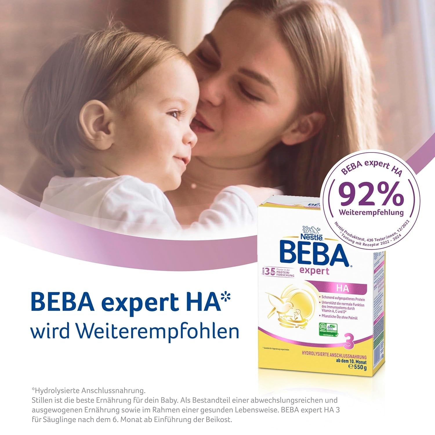 BEBA expert HA 3 Formule de continuation hydrolysée, dès 10 mois, 1 paquet (1 x 550 g)
