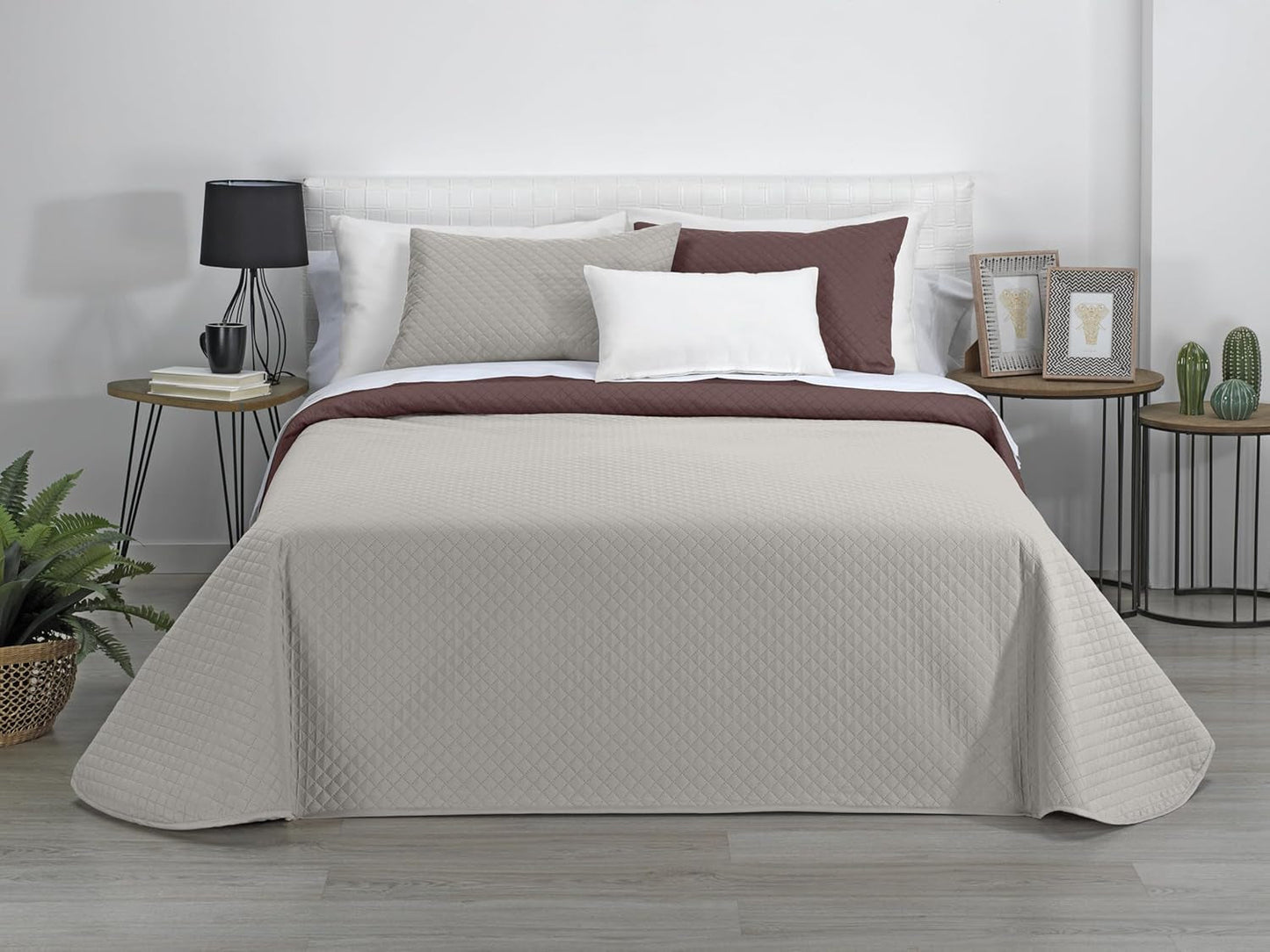 Estoralis | AVA | Courtepointe boutique réversible | Pour toutes les saisons | Couleur - Beige/Marron | Pour lit de 105 cm. (200 X 270 Cm. Ancho X Alto) | Couette matelassée Couettes et couettes Naty Shop
