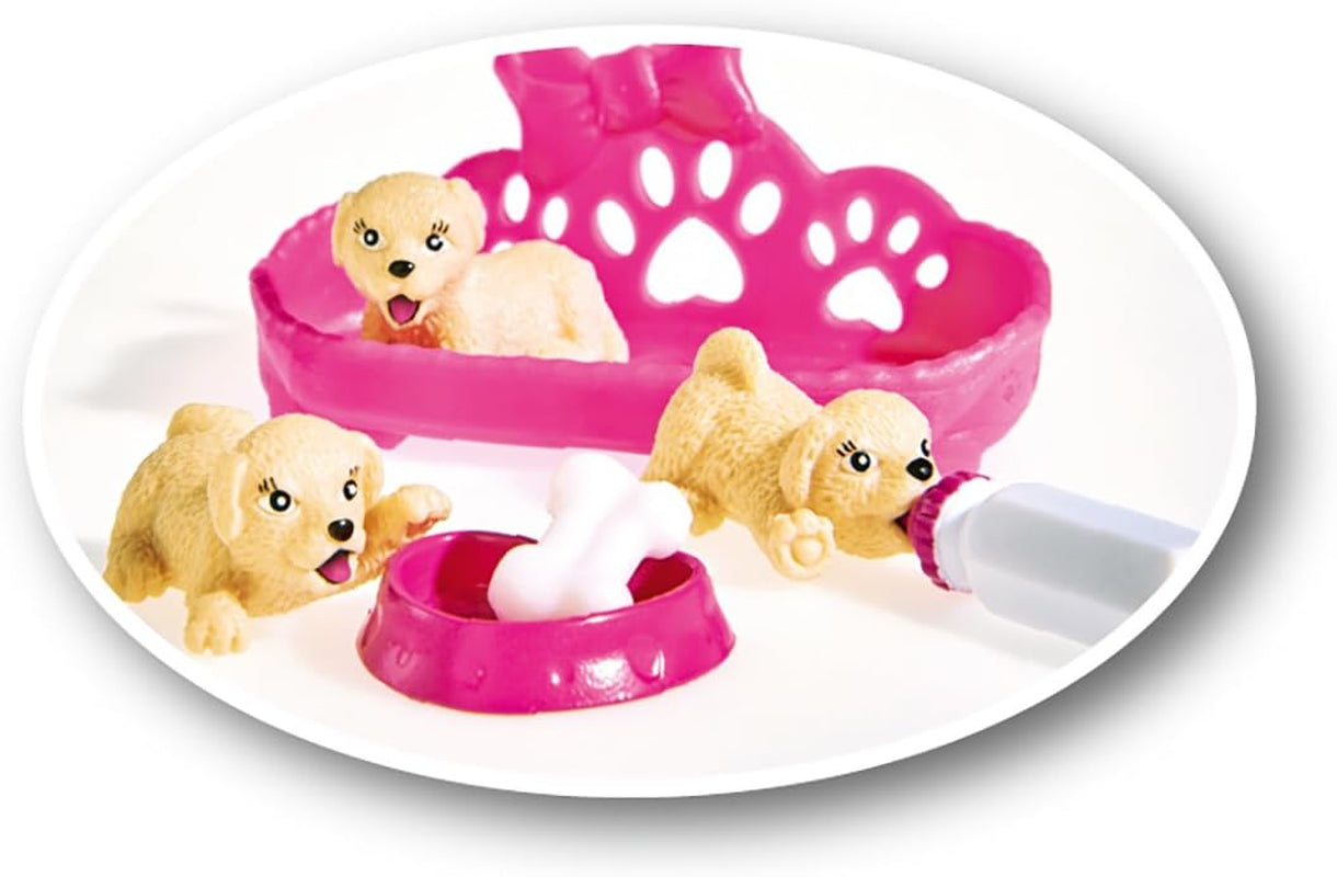 Simba 105733041 - Evi Love Puppy Love avec TROIS chiots, avec niche pour chien et accessoires, poupée mannequin, 12 cm, pour enfants à partir de 3 ans