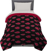 Franco Naruto Anime Akatsuki Parure de lit en microfibre douce pour lit Queen (produit officiel Naruto) Couettes et couettes Naty Shop Naruto Twin