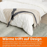 Amazon Basics Plaid léger en polyester recyclé, couverture douillette pour décoration de chambre, 127 x 152 cm, blanc ivoire avec motif bleu Check Beds and Couvertures Besuche den Amazon Basics-Store