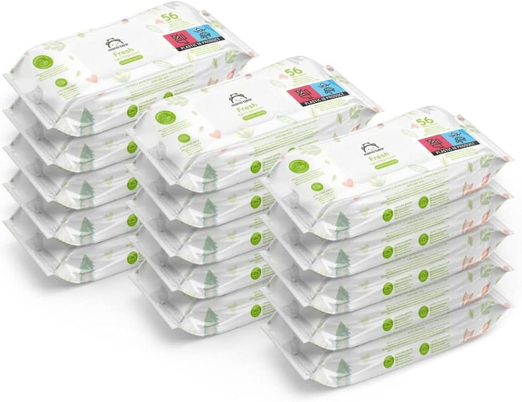 Mama Bear Naty Shop Lingettes fraîches pour bébé à l'aloe vera 56 pièces (paquet de 18)