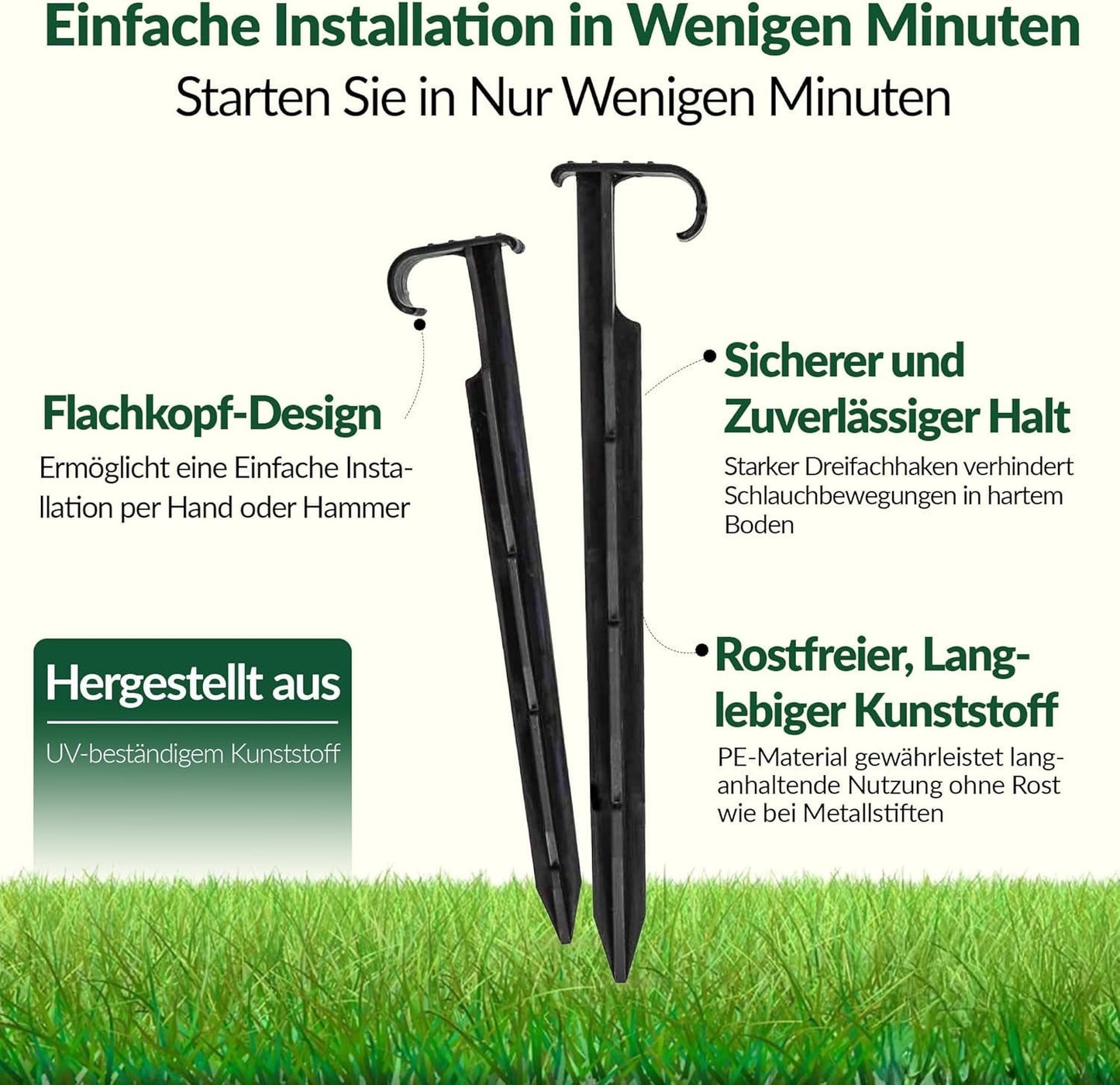 GARDENIX AquaPIN Ancrage de tuyau d'arrosage, 50 pièces, piquet de sol, ancrage de fixation pour tuyau d'égouttement, tuyau d'irrigation, fourche de raccordement