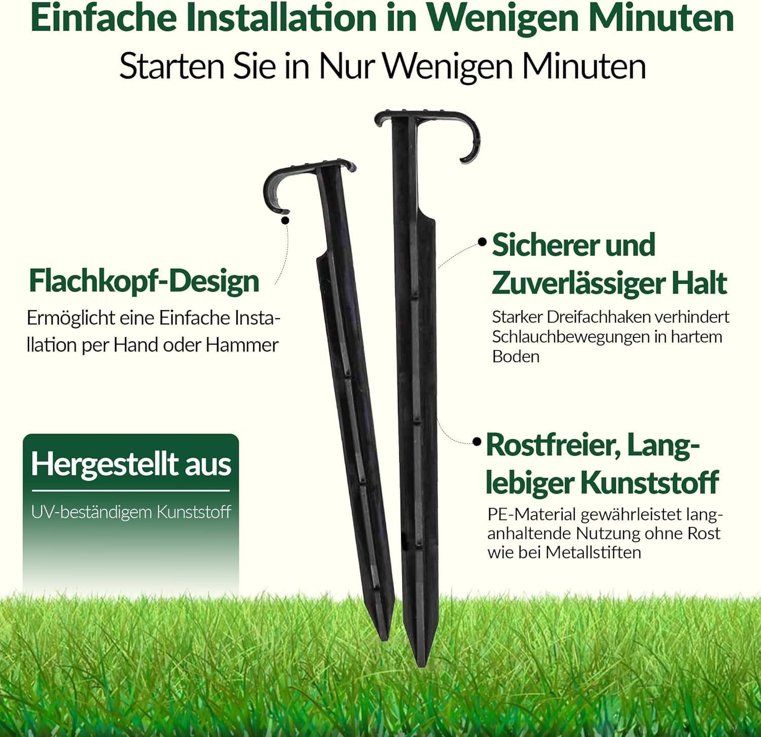 GARDENIX AquaPIN Ancrage de tuyau d'arrosage, 50 pièces, piquet de sol, ancrage de fixation pour tuyau d'égouttement, tuyau d'irrigation, fourche de raccordement