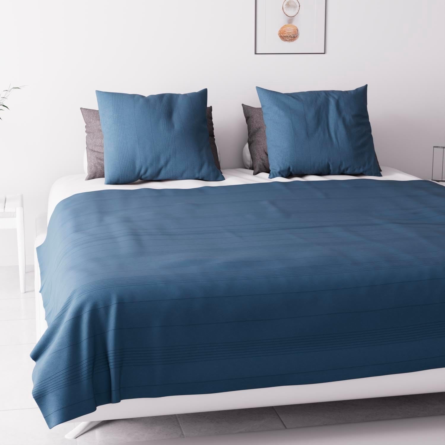 Soleil D'Ocre Adele, Housse Zigzag, Jetée du canapé, Polycoton, Bleu, 220 X 240 Cm Couettes et couettes Naty Shop