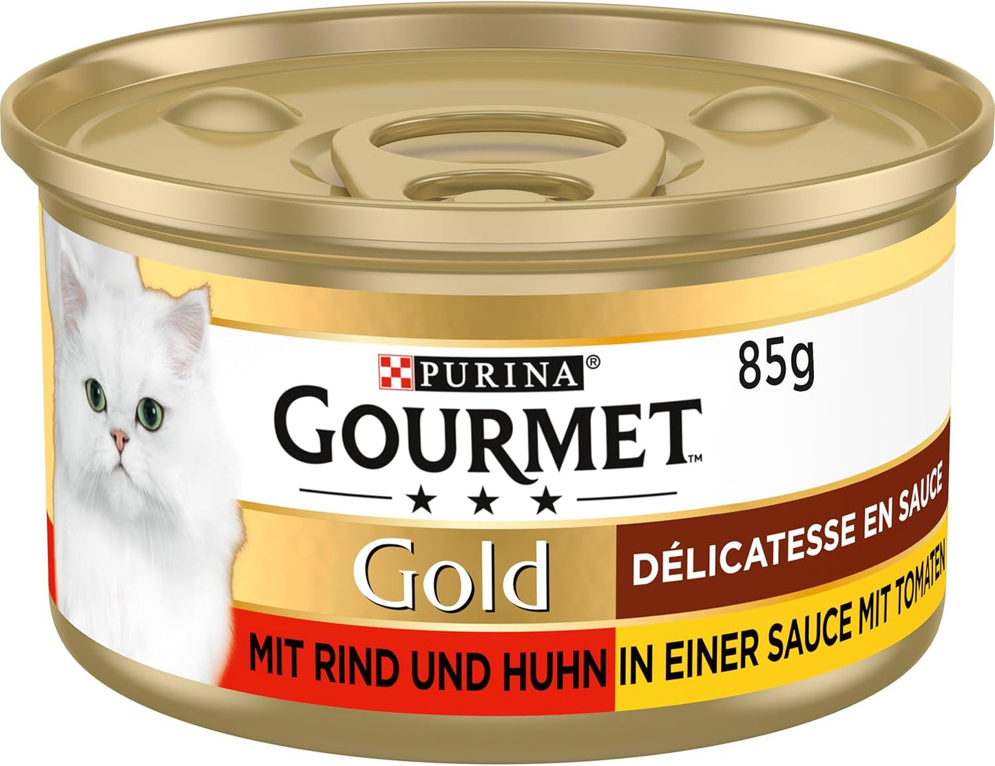 Gourmet Gold Délicatesse en Sauce Boeuf et Poulet Nourriture Humide pour Chats, Paquet de 12 (12 x 85g)