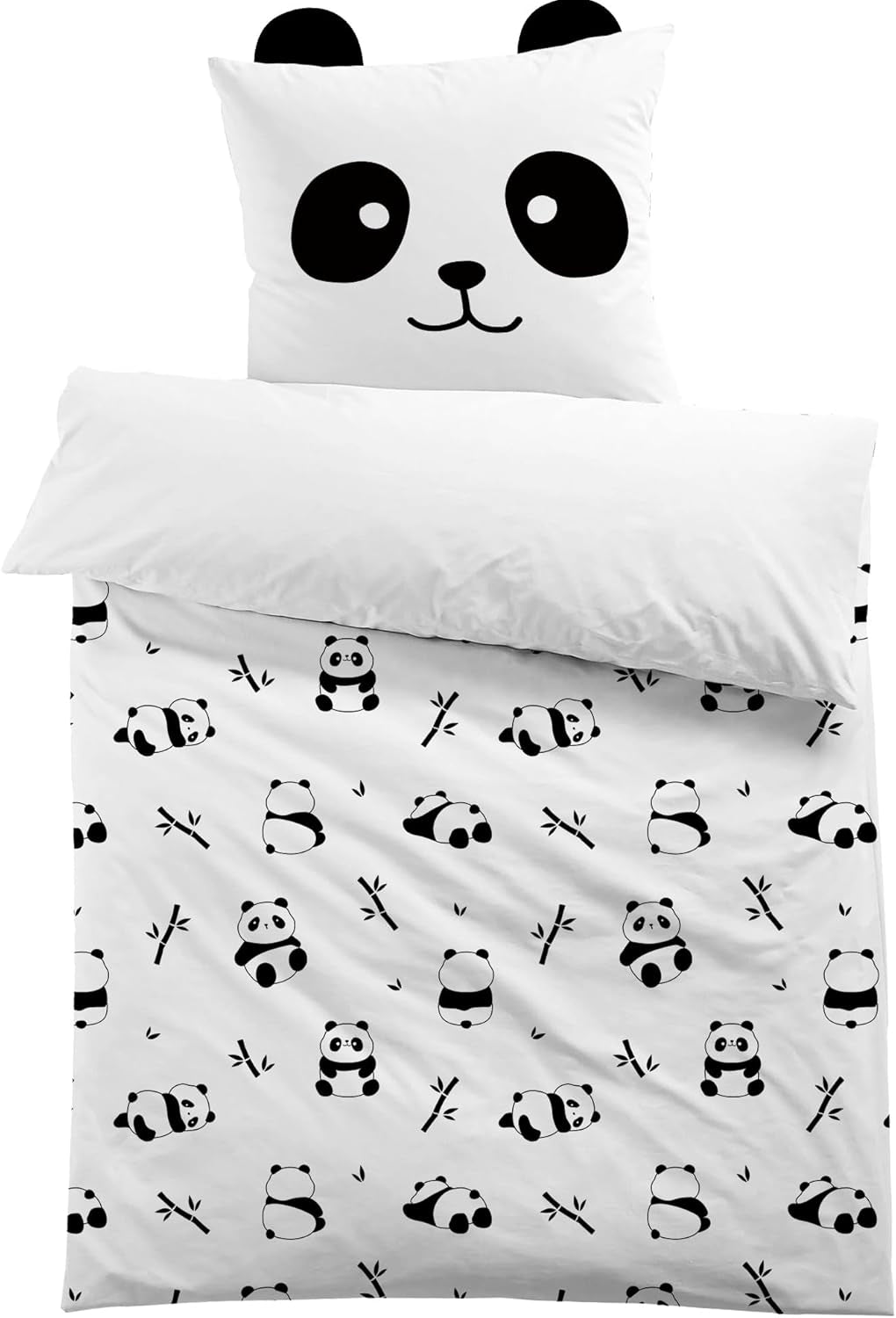 Literie microfibre animaux 3D, unisexe Literie - enfant Naty Shop Panda avec oreilles 135×200+80×80