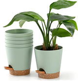 Pot de Fleur 6 Pièces 12,7 cm Jardinière à Arrosage Automatique Pot de Fleur intérieur extérieur à Drainage élevé avec Plateau de réservoir et Bord d'arrosage Jardinière de Jardin Jardin