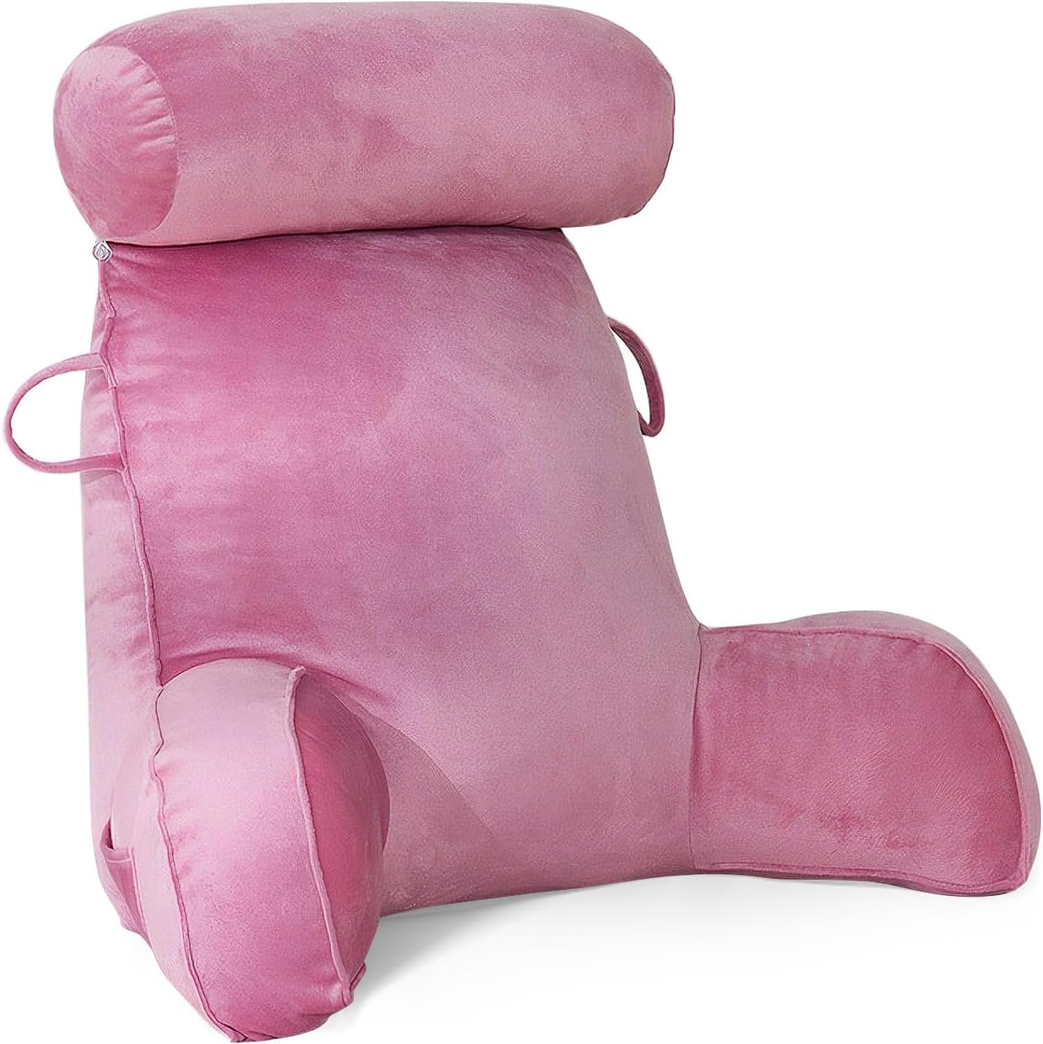 Oreiller de lecture XL pour lit et canapé avec tour de cou amovible, oreiller de dos idéal pour adultes avec mousse à mémoire de forme pour lire, travailler, jouer, regarder la télévision, se détendre (rose)