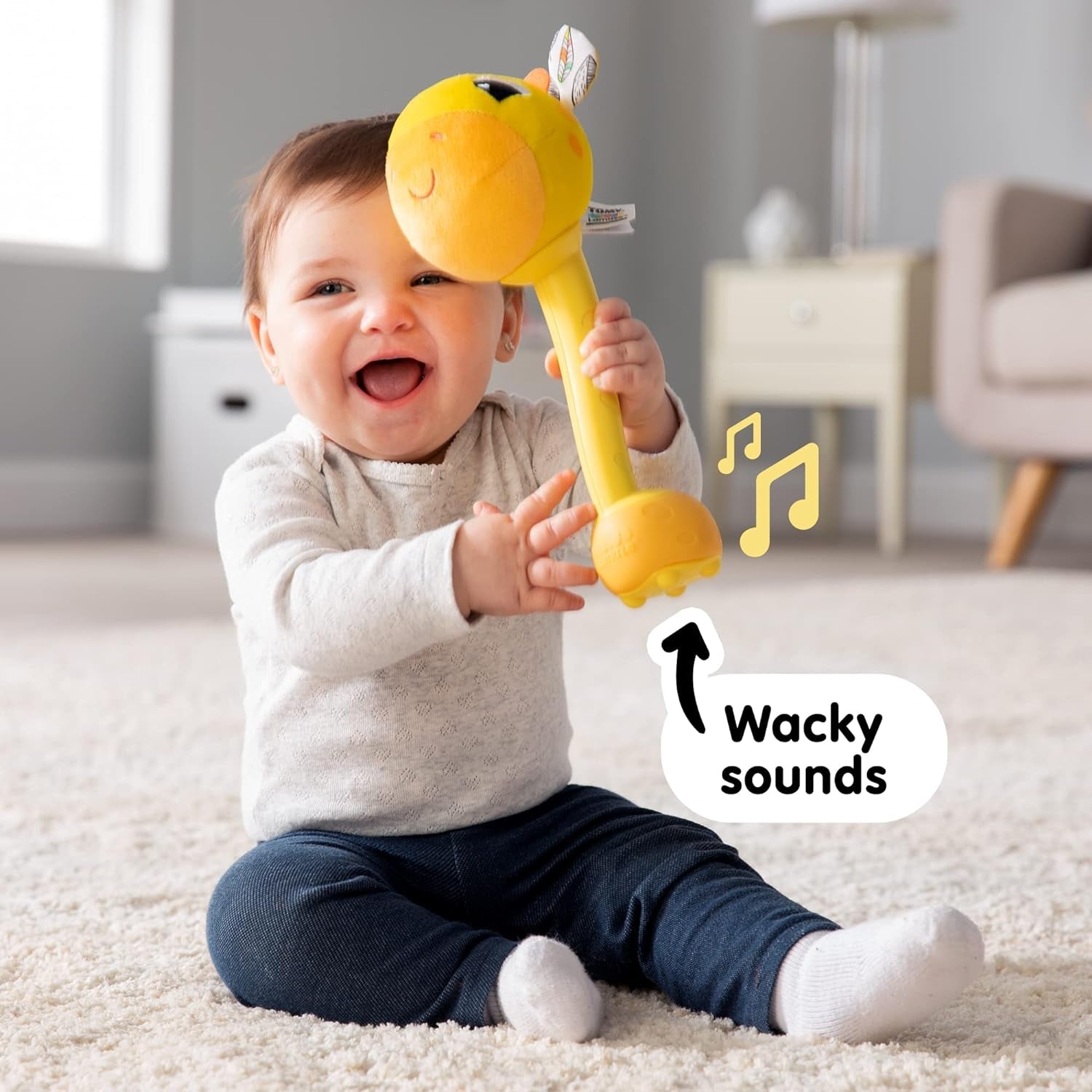 Lamaze L27471 Crazy Giraffe, Jouet nouveau-né, Jouet sensoriel couleur pour bébé, Cadeau nouveaux parents, Jouet de développement pour garçons et filles à partir de 12 mois Jouets pour bébés Naty Shop