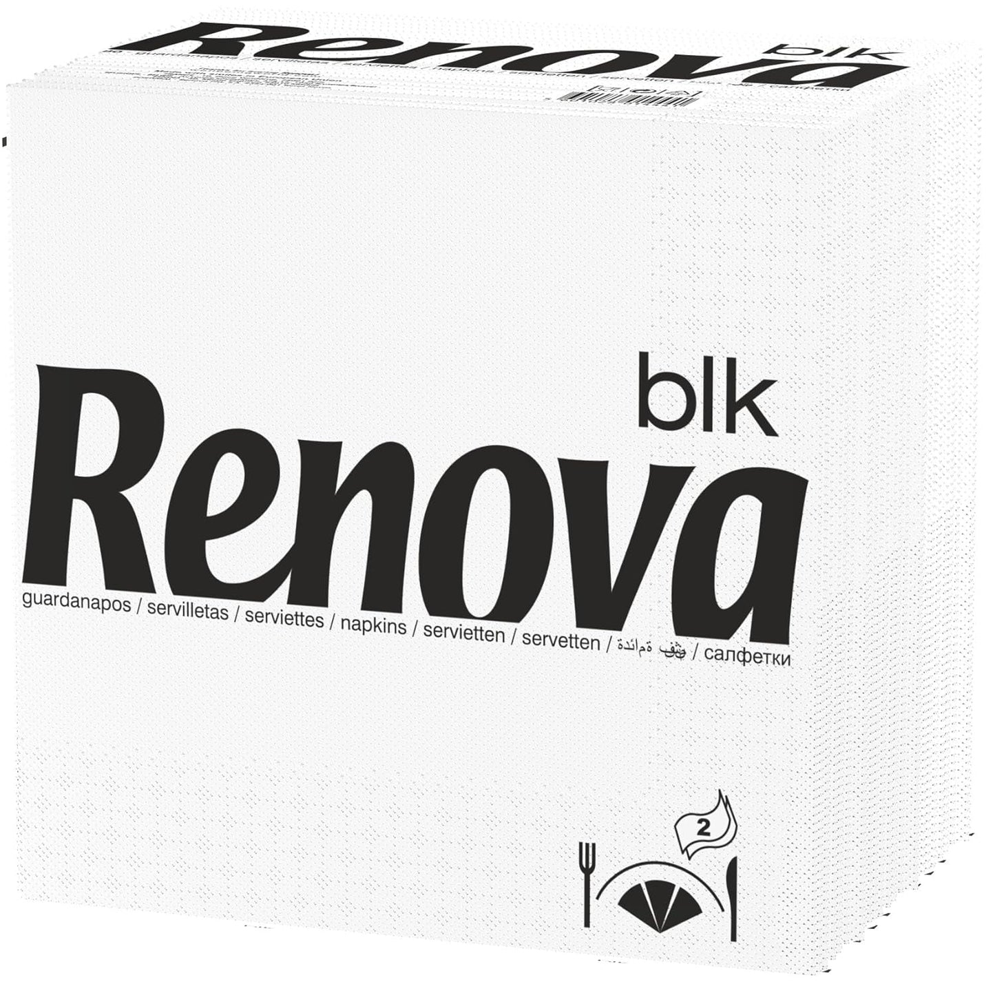 Grandes serviettes en papier blanc Renova, 75 serviettes