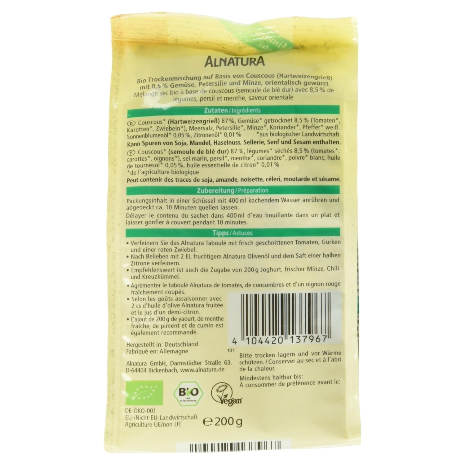 Bio Taboulé-Couscous-Salade, 200 g