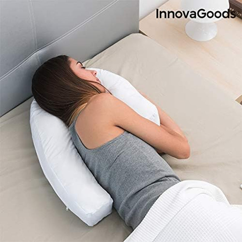 Oreiller ergonomique en forme de U Innovagoods pour dormeurs latéraux, idéal pour la grossesse, favorise une respiration calme, réduit les ronflements, coton et polyester, blanc, 39 x 57 x 14 cm Oreillers orthopédiques cervicaux Naty Shop