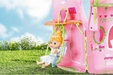 BABY Born Storybook Cottage, Maison de poupée pliante pour poupées de 18 cm avec table, cheminée, chaise longue et télescope, rose vert, 833803 Zapf Creation Dollhouses Naty Shop