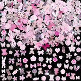 200 Pièces Breloques Nail Art 3D Ensemble de Décoration Nail Art Nœud Pendentif Ongle Rose Style Mixte Nœud Fleur Ours en Peluche Sucette Forme de Coeur Décoration Nail Art DIY Artisanat Conception d'Ongles