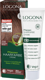 LOGONA Natural Cosmetics Plant Hair Color Cream 240 Nougat Brown, Teinture naturelle pour cheveux bruns au henné, crème colorante pour tons bruns, coloration pour cheveux foncés, 150 ml Teinture capillaire Naty Shop 230 châtain [tec]
