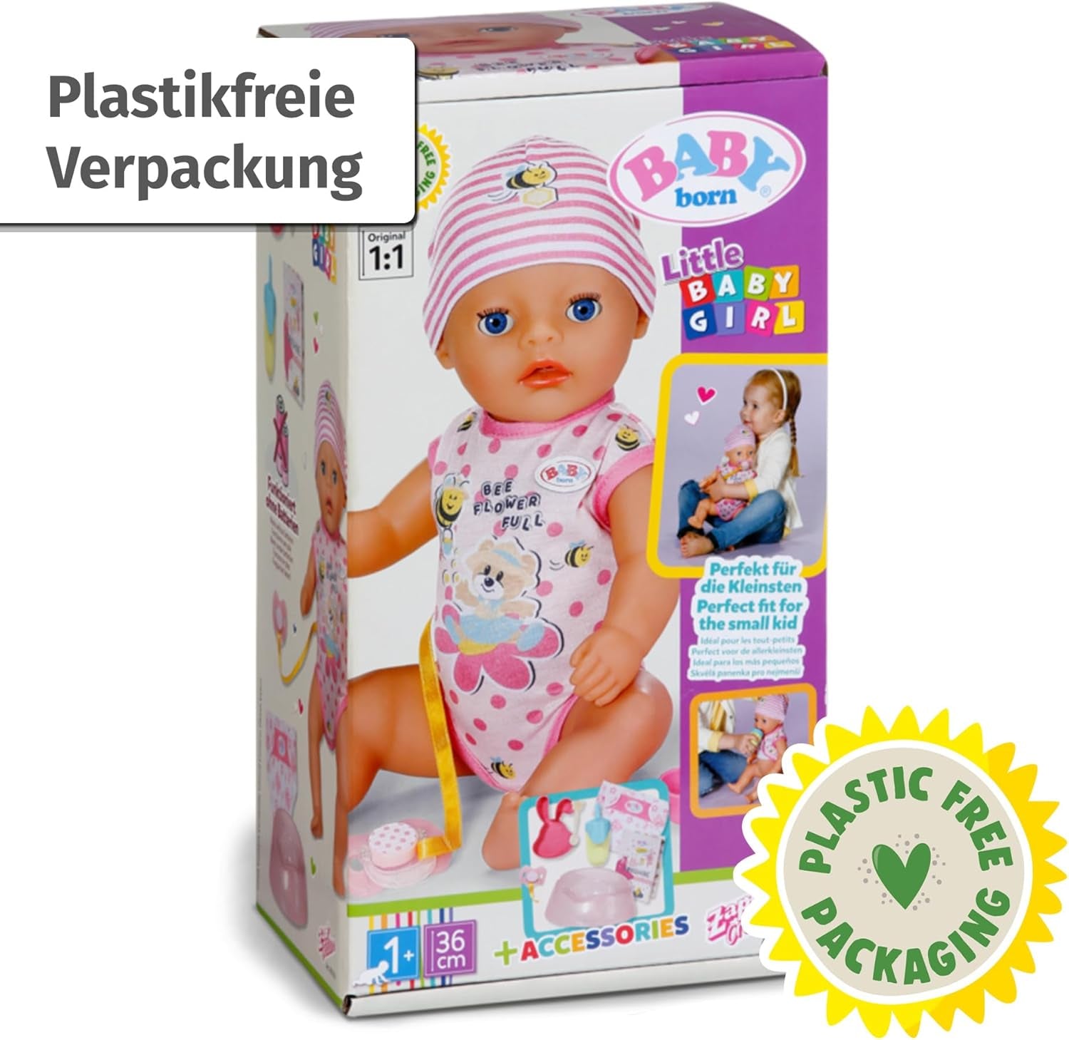 BABY Born Lena (Little Baby Girl) 36Cm, poupée 7 fonctions pour enfant à partir de 1 an, fonctionne sans pile, grande poupée 36cm Dolls Naty Shop