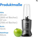 Mélangeur personnel Nutribullet, mélangeur de base pour une portion, moteur 1000 watts et léger, boisson 900 ml au Tritan Renew, bouton de commande tactile, Dunkel Grau Bucatarie Naty Shop