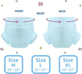 CutiePlusU Lot de 10 couches jetables pour incontinence avec boucles pour femme et homme, absorption maximale pendant la nuit – Bleu (grande taille 94-119 cm)