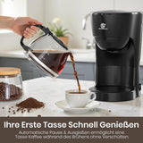 Cafetière filtre 1,25 L pour 10 tasses de café filtre, carafe en verre lavable au lave-vaisselle, thermos, système anti-goutte, arrêt automatique, 600 W, protection contre l'ébullition sans eau pour la maison et le bureau
