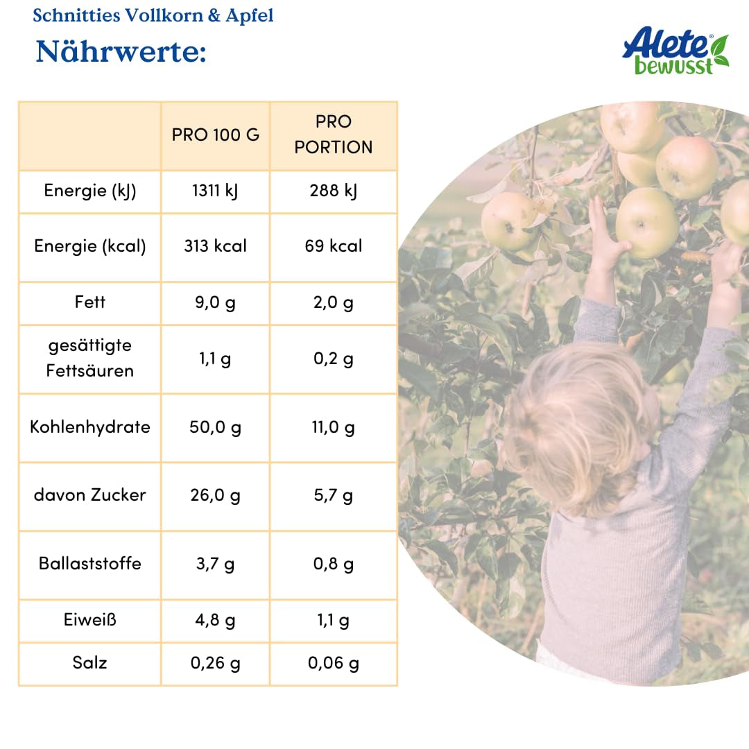 Alete Tartes Bio Tranchées de Pommes à Grains Entiers 8 x 132g