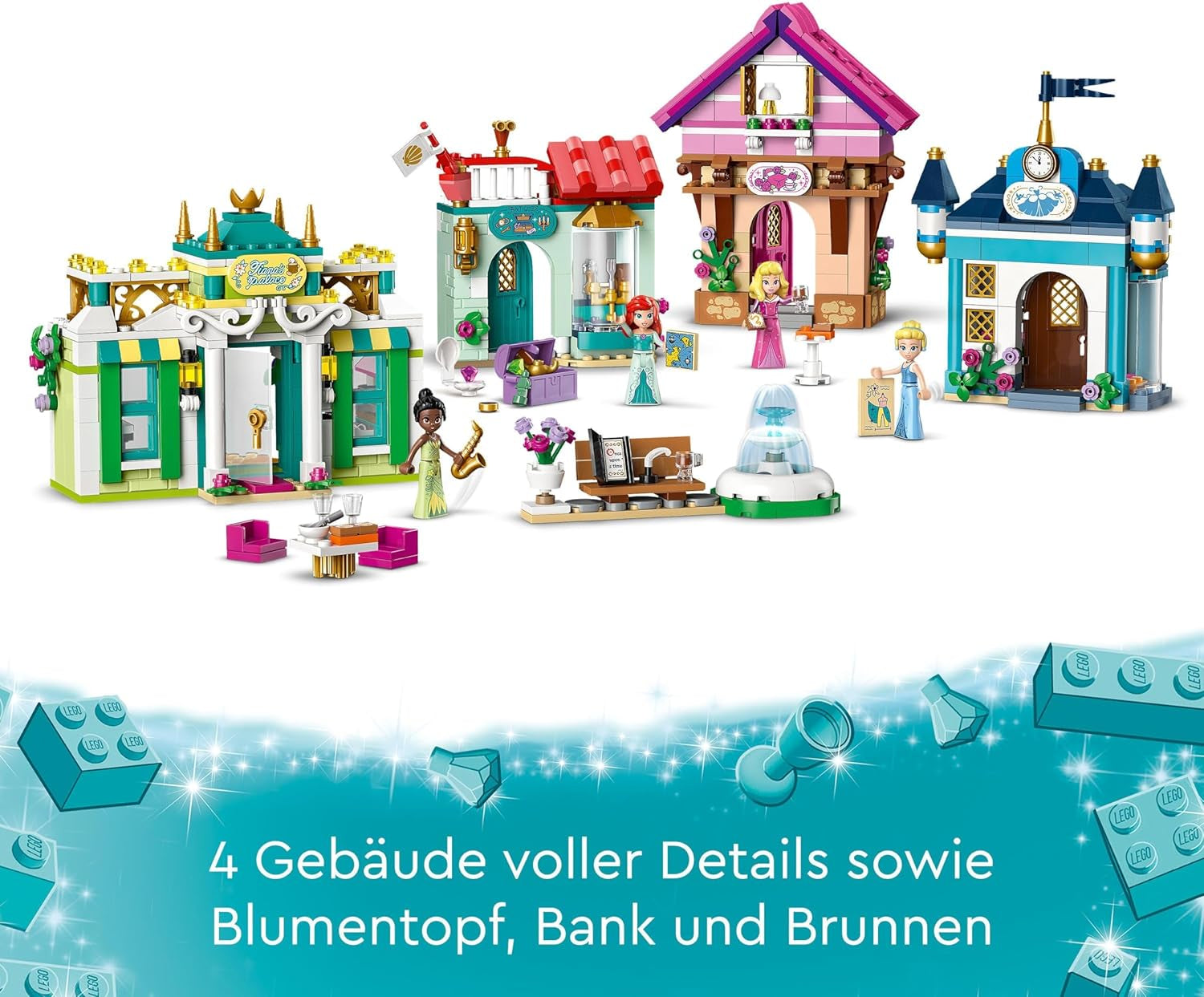 LEGO Disney Princess : Disney Princess Adventure Market, maison de jouets avec 4 poupées dont Cendrillon et Ariel, coffret de jeu avec carte au trésor, cadeau pour filles et garçons à partir de 6 ans 43246 Jeux de construction Besuche den LEGO-Store