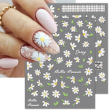 Autocollants pour ongles en forme de marguerites blanches en relief 5D, autocollants pour ongles, feuilles de fleurs, autocollants pour Nail Art, accessoires de décoration d'ongles, autocollants de conception de fleurs, Nail Art