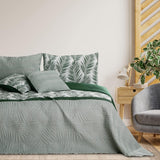 Ameliahome Couvre-lit Couvre-lit 170X210 Cm Double Face Facile d'entretien Couvre-lit Motif Plante Vert Blanc Tropical Bonaire Lits et Couvertures Besuche den AmeliaHome-Store