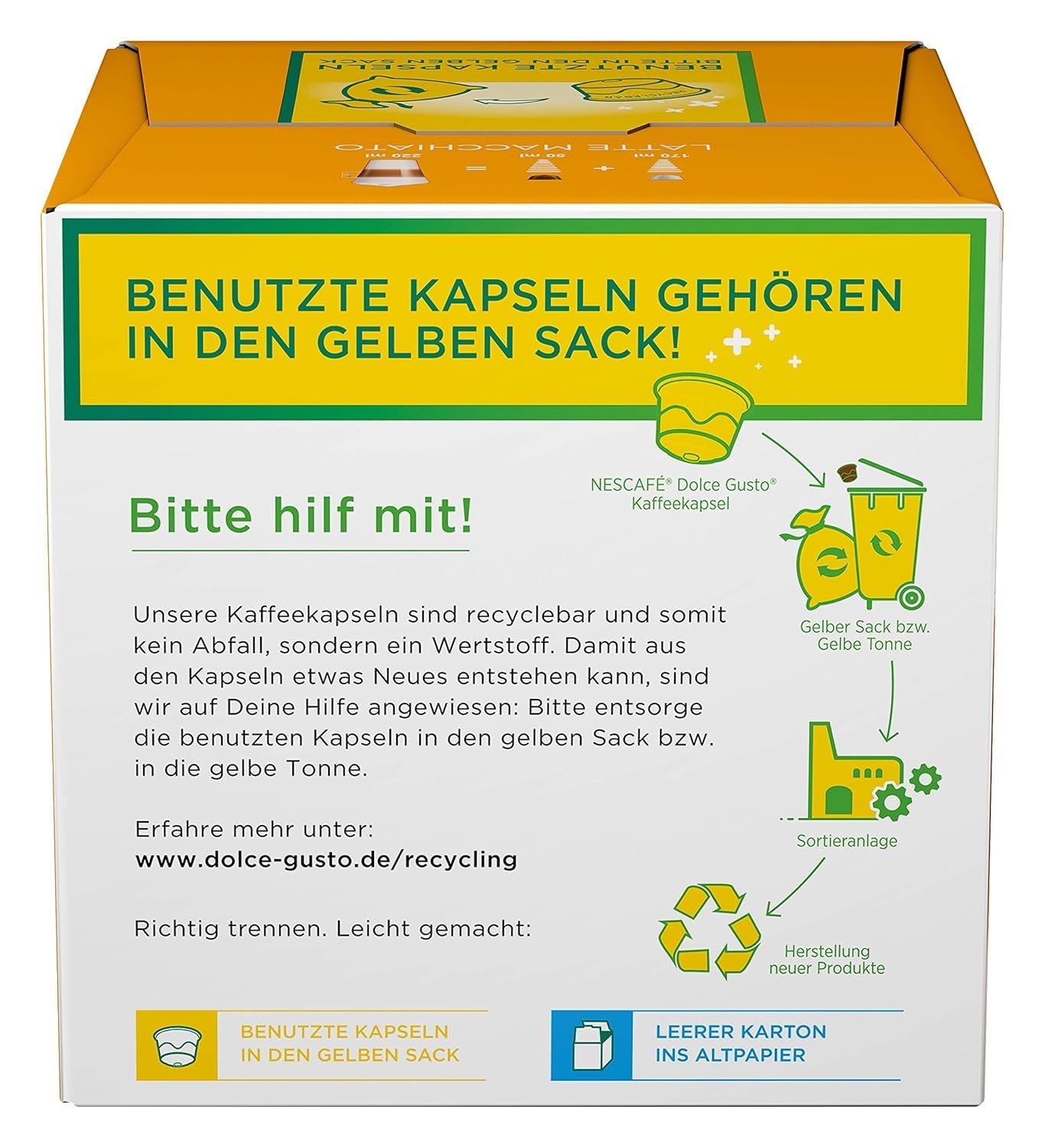 NESCAFÉ Dolce Gusto Latte Macchiato, 48 capsules de café, expresso aromatique, 3 étapes - Köstlichkeit aus feinem Milchschaum, capsules de gel aromatique, paquet de 6 (3x16 capsules)