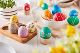 Heitmann Egg Dye Set de teinture naturelle, 3 poudres de teinture aux œufs (jaune, violet, gris-bleu), feuille d'autocollants en papier d'herbe