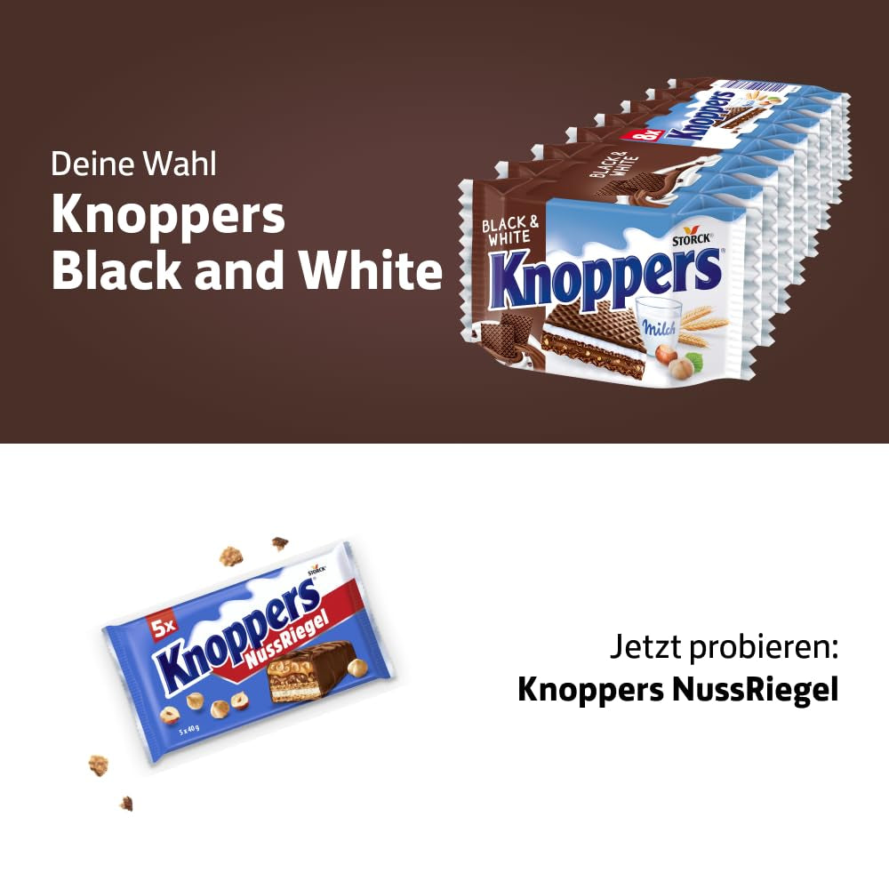 Noir et Blanc – 2 x 200g (2 x 8 pièces) – Tranches de gaufrettes fourrées de gaufrettes au cacao noir, morceaux de pâte noire, lait et crème de nougat