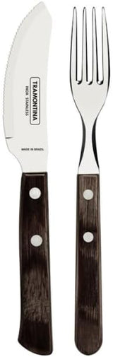 Tramontina PIZZA Besteck, ensemble de 8 pièces, pour 4 personnes, bois de rose libre, griffes de bois certifiées Fsc, fête des machines à laver, cuisine Naty Shop