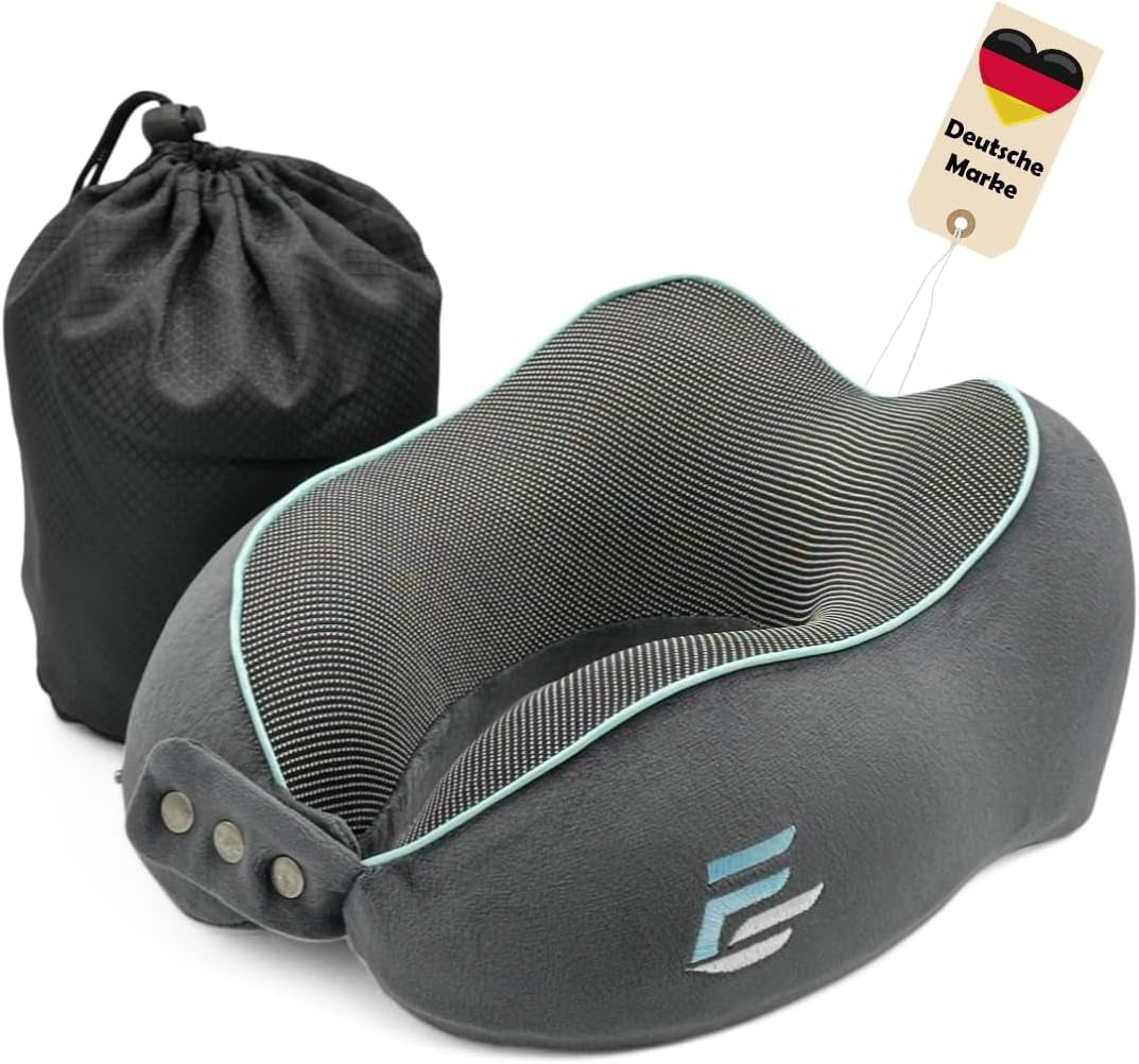 Oreiller cervical d'avion phare - oreiller cervical pour adulte - oreiller cervical de voiture - oreiller de voyage en mousse à mémoire de forme - lavable avec dossier étroit (velours doux et respirant) - réglable, gris Naty Shop Oreillers orthopédiques cervicaux Titre par défaut