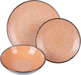 Service de table en grès 12 pièces, 4 assiettes en 4 designs différents, Baku Sunset