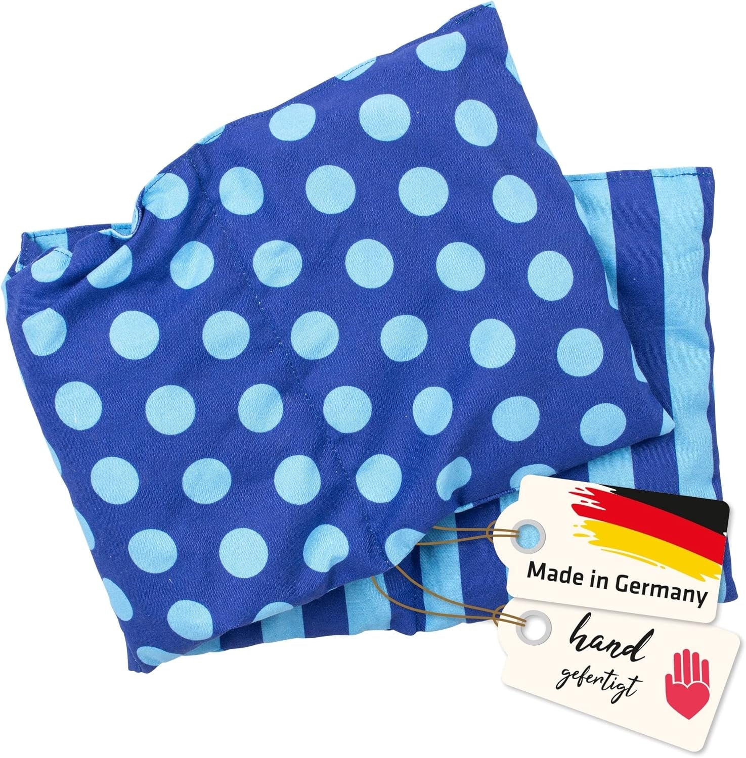 Oreiller en noyaux de cerise Passe au micro-ondes et au four - Bleu avec rayures et pois I Fait à la main I Fabriqué en Allemagne I Env. 20 X 60Cm I Coton Oeko-Tex I Oreiller nuque Oreillers orthopédiques cervicaux Naty Shop Titre par défaut
