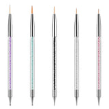 5 pièces Nail Art Pinsel Set Dotting Tool Nailart Pinsel Nageldesign Double End Dotting Pen Strass Professional Acryl Feinmalerei Nail Art Design