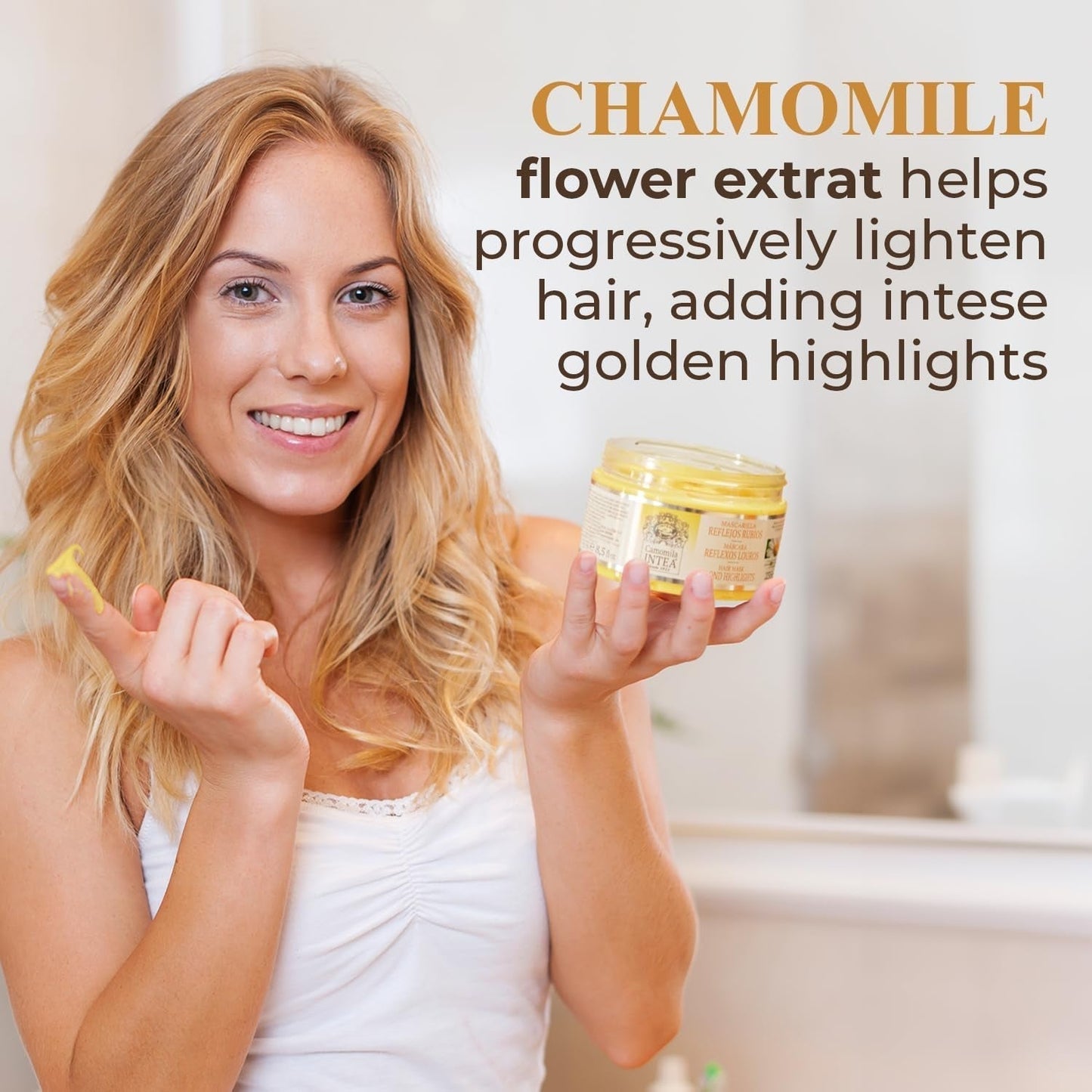 Intea Camomille - Masque Capillaire Reflets Blonds - Hydrate et nourrit les cheveux blonds - Masque Capillaire Naty Shop 250 ML