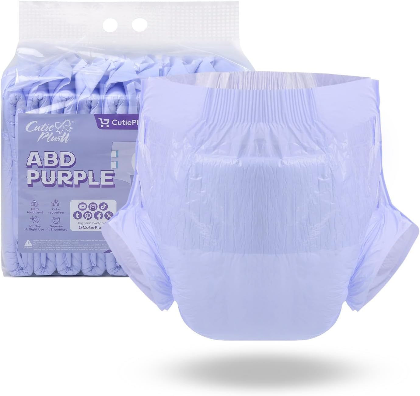 CutiePlusU Lot de 10 couches jetables pour incontinence avec boucles pour femme et homme, absorption maximale pendant la nuit – Blanc (taille moyenne 71-96 cm)