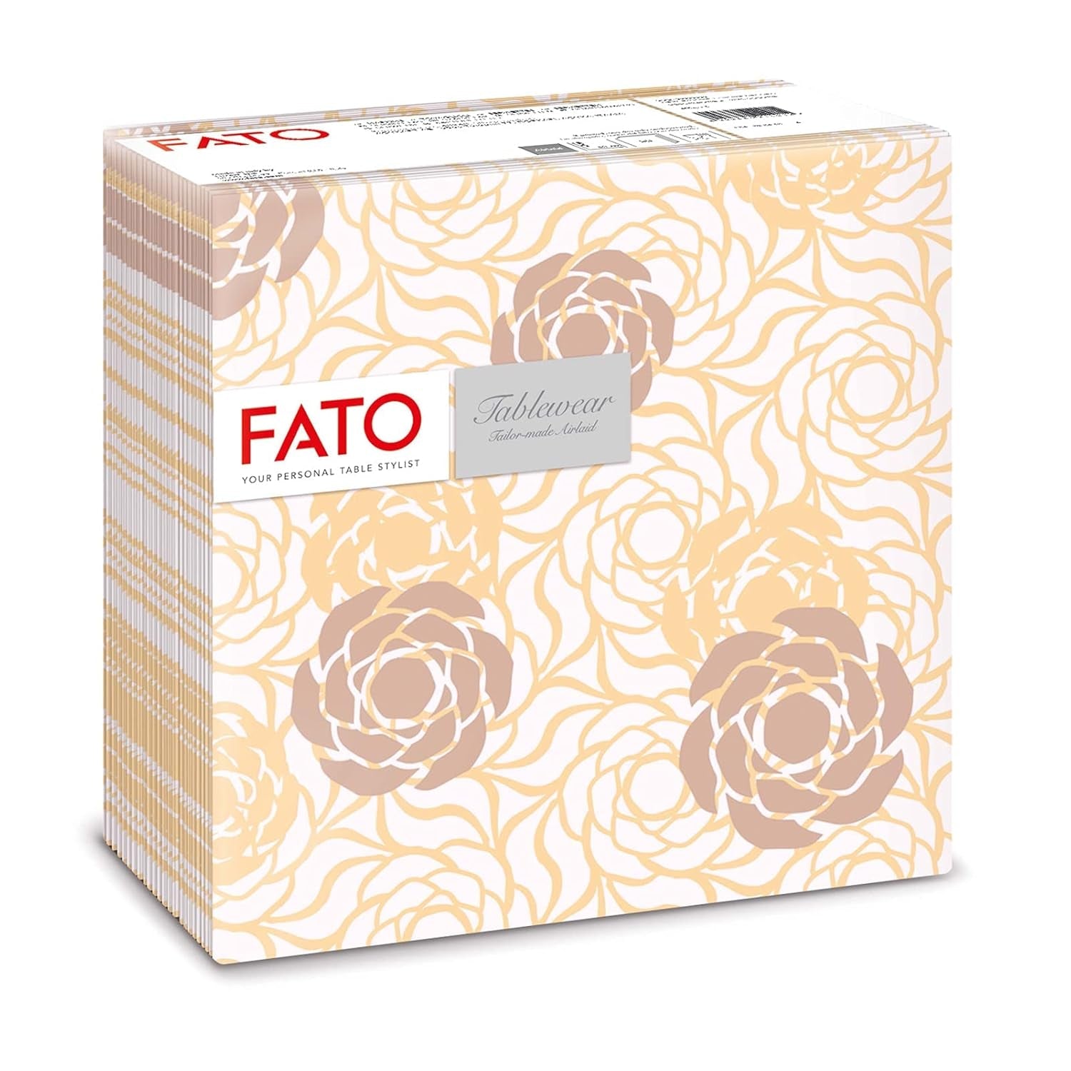 Fato - Serviettes en papier sec, airlaid, effet textile, paquet de 50 serviettes, 40X40 pliées en format 4, Tropicana Decor