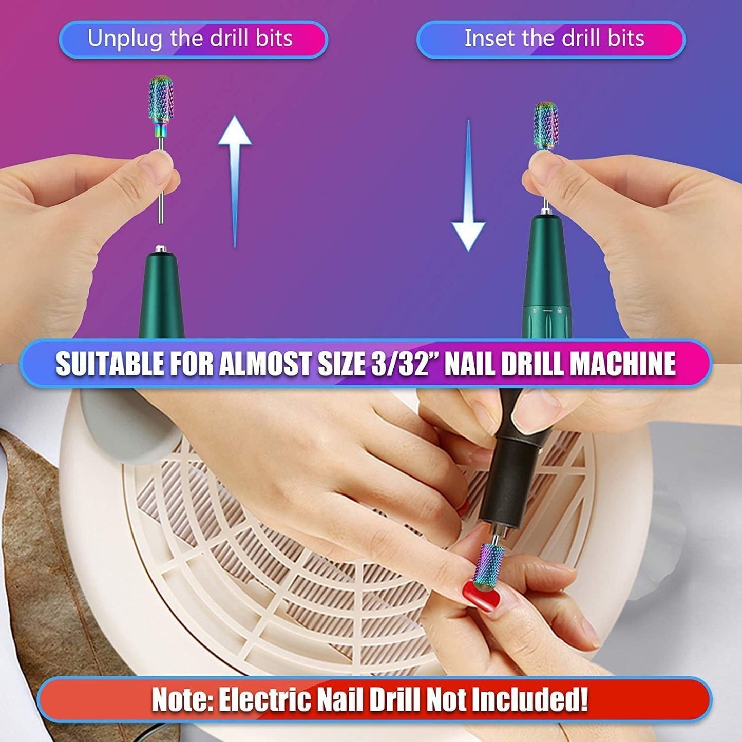 Depvko 30 pièces embouts de coupe-ongles, 3/32'' en céramique pour ongles, acrylique, diamant, haut-fil, Hartmetall, fer à repasser pour maison de salon, gel, manucure, atelier de coiffure (avec 3 étuis)