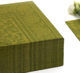 Papstar, 50 serviettes "Collection ROYAL" pli 1/4 40 Cm X 40 Cm vert olive "Ornements", #81746