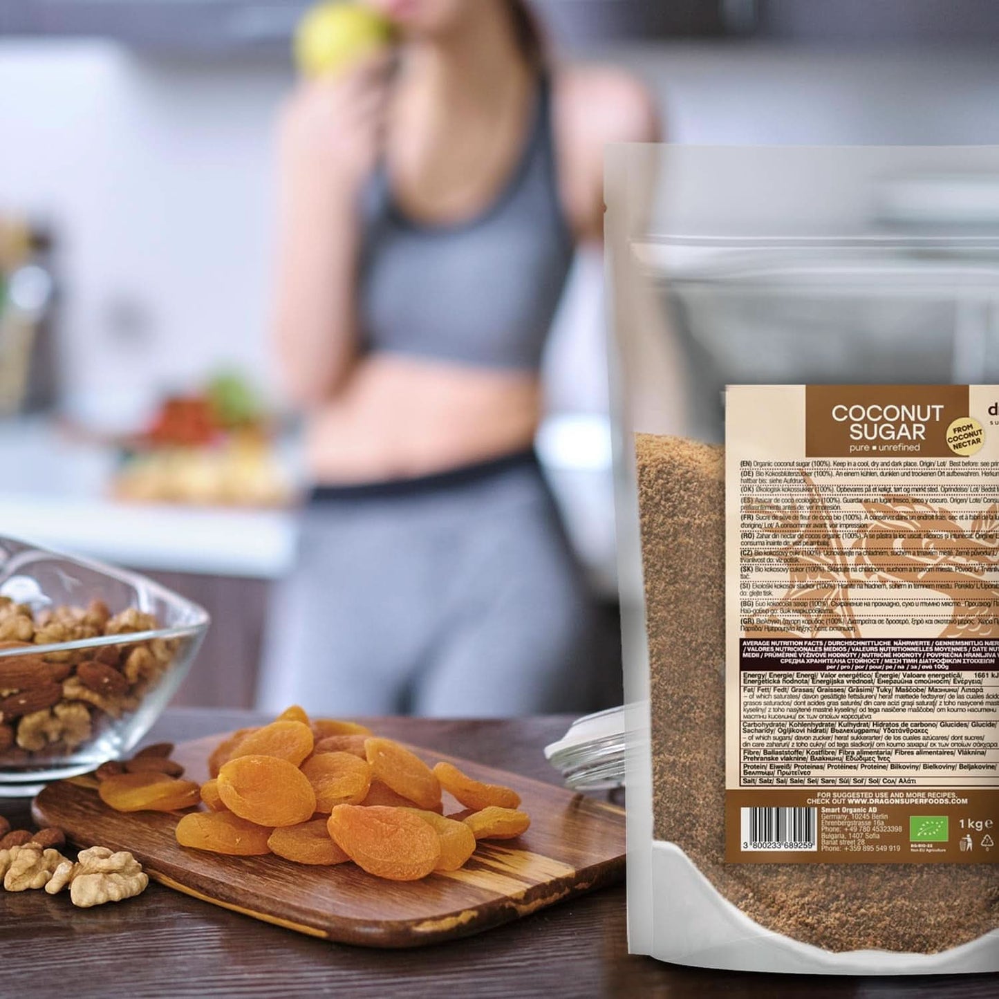 Sucre de coco-100% biologique, non raffiné, 1 Kg Édulcorants Naty Shop