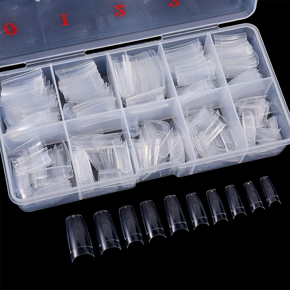 1000 pièces faux ongles 10 tailles pointes d'ongles naturels pointes d'ongles français artificiels pointes d'ongles artificiels faux ongles conseils boîte conseils d'art pour femmes filles