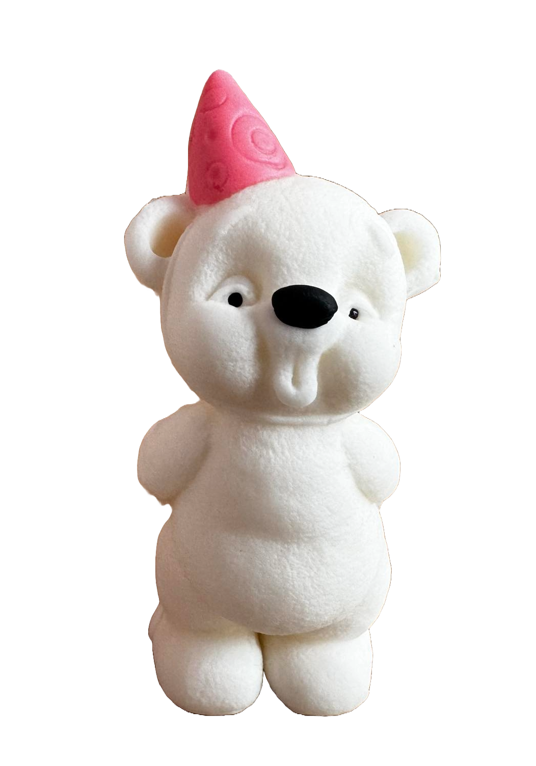 Décoration comestible en pâte à sucre, Ours en peluche avec un chapeau rose, décorations filles en pâte à sucre Naty Shop