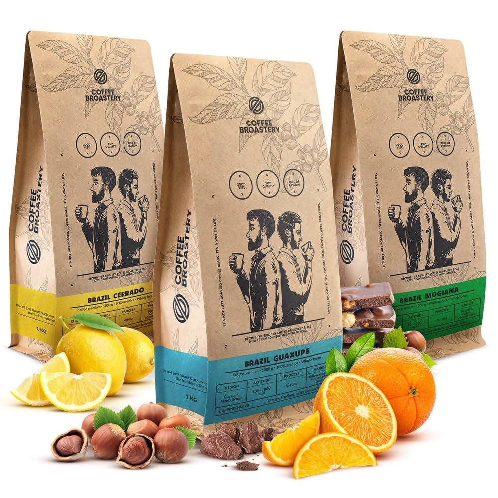 Coffret de café en grains 3x1kg 3000g | Brésil Guaxupe | Brésil Mogiana | Brésil Cerrado | Brésil | Café spécial | Fraîchement frit